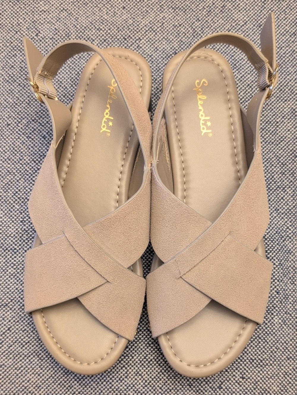 Splendid Beige Suede Crisscross Slingback Sandals